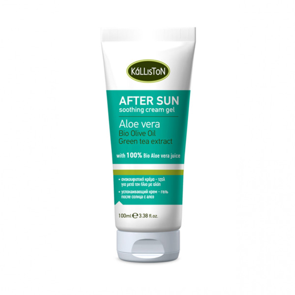 Kalliston’s After Sun Cream-Gel offers instant relief to sun-damaged skin. Rich in 100% organic aloe vera juice, organic olive oil and extracts of green tea and olive leaves it deeply moisturizes and effectively soothes the skin.