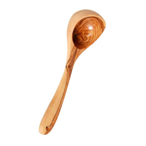 Spoon for serving soup and preparations, made of high quality Cretan olive wood. Each piece is unique, with uniqueness reflected in its shape and texture. The ladle is designed to withstand high temperatures during cooking, making it an ideal choice for use with non-stick and ceramic cookware. Its practicality and durability make it a reliable tool in the kitchen.