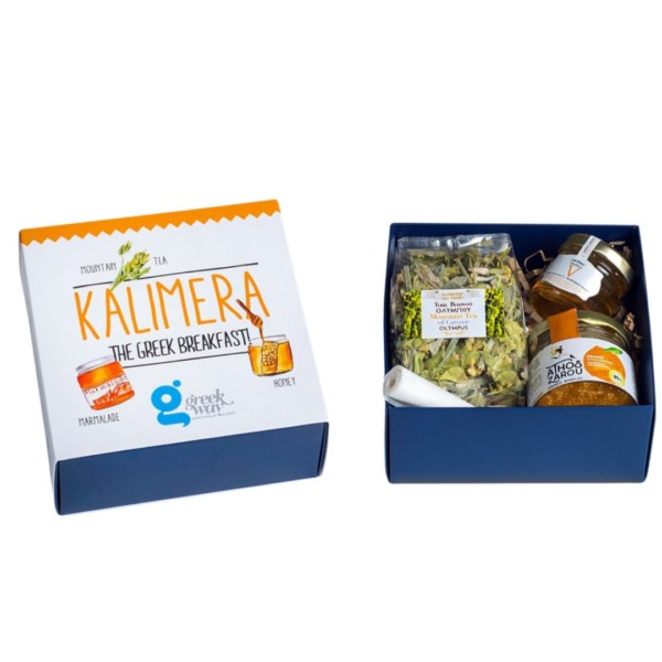 Kalimera Box (The Greek Breakfast) €19.80 inc. VAT As we say here in Greece, a good day starts in the morning! ” Kalimera box ” with traditional products that are not missing from our everyday life in our homes!