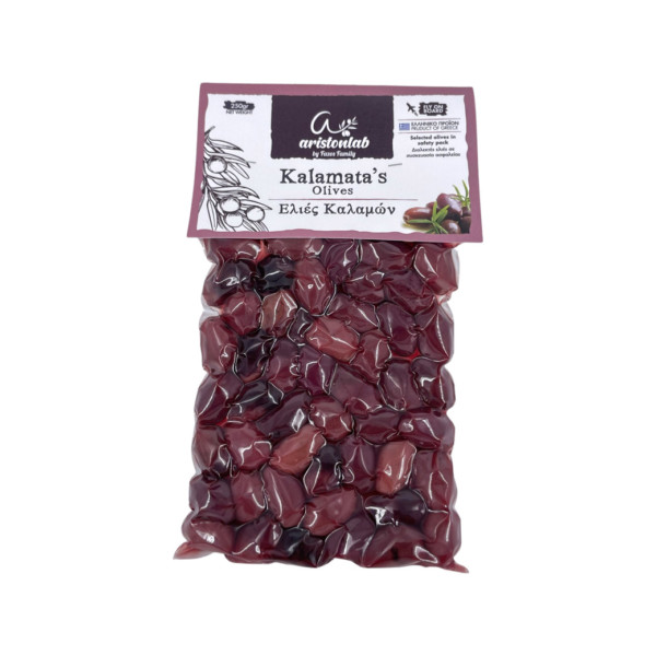 Exceptional Kalamata’s olives by FAZOS “AristonLab”, with crispy flesh, amazing taste, bright color & premium quality.