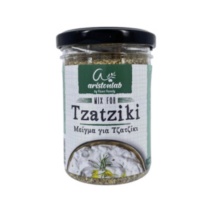 The mixture for tzatziki by “AristonLab” contains garlic, dill & salt. Mix it with yogurt, add some pure olive oil & enjoy a healthy & refreshing dip in minimum time & with minimal ingredients.