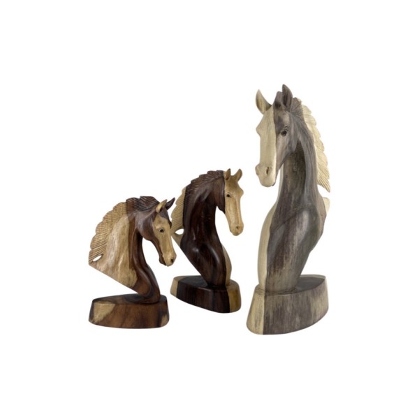 The wooden decorative figure "Horse" gives a special feeling to the decoration of your space. Made of high quality Hibiscus wood and exotic Sono wood. It is a figure that exceeds your expectations in terms of aesthetics and quality. When placed in any space, it instantly upgrades its aesthetics, adding a stately rustic character. You can place it in the living room, the bedroom or outdoors, giving it a special touch. Apart from your own enjoyment, it is also an excellent and special gift for your loved ones. Show off your taste and sensitivity towards art and decoration by offering this unique figure as a gift that will be remembered.
