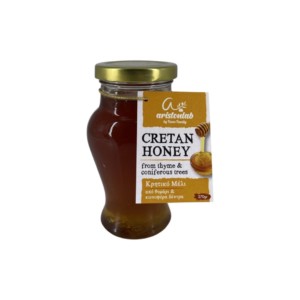 AristonLab is a company that offers high quality honey products, made with passion and love. The honey produced in Crete is a unique product of remarkable quality. The combination of thyme and coniferous trees gives the honey a dark color and a strong aroma that distinguishes it.