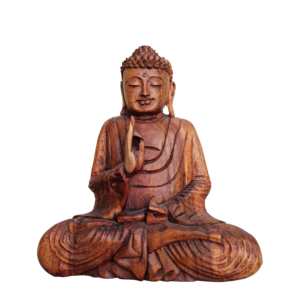 Ξύλινο χειροποίητο γλυπτό Βούδας 26x23 εκ. Ο Βούδας θεωρείται ότι συμβολίζει την σοφία, την ηρεμία , την φώτιση και την ειρήνη. Επίσης, κατά την κινέζικη φιλοσοφία φενγκ σούι ο βούδας είναι σύμβολο πλούτου και ευημερίας.