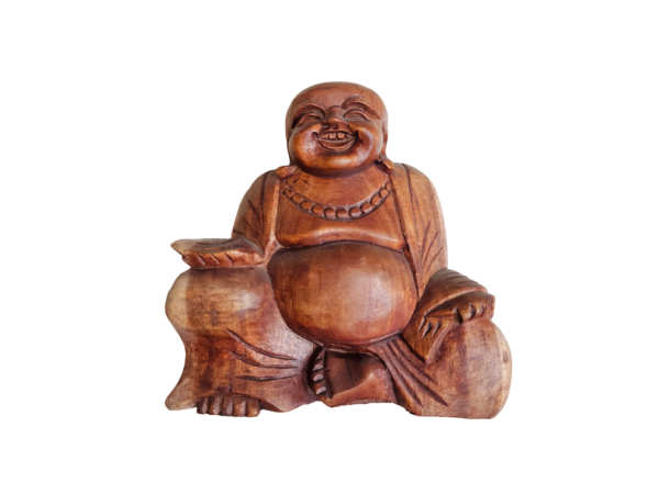 Ξύλινο χειροποίητο γλυπτό Βούδας 15×15 εκ. Ο Βούδας θεωρείται ότι συμβολίζει την σοφία, την ηρεμία , την φώτιση και την ειρήνη. Επίσης, κατά την κινέζικη φιλοσοφία φενγκ σούι ο βούδας είναι σύμβολο πλούτου και ευημερίας. Αποτελεί ένα υπέροχο γλυπτό από άριστης ποιότητας ξύλο σκαλισμένο στο χέρι. Οι γήινες αποχρώσεις του θα δώσουν μια ζεστασιά στο χώρο σας !