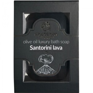 Luxury olive oil soap with lava extract for exfoliation .Santorini lava extract and olive oil stimulate the skin and provide gentle exfoliation. It has a wonderful aroma.