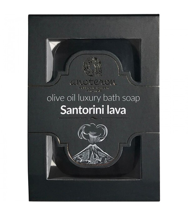 Luxury olive oil soap with lava extract for exfoliation .Santorini lava extract and olive oil stimulate the skin and provide gentle exfoliation. It has a wonderful aroma.