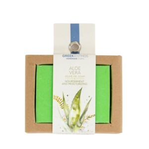 Σαπούνι ελαιολάδου Greekanthos για θρέψη και ενυδάτωση με αλόη βέρα 110gr.Χειροποίητο σαπούνι με βιολογικό ελαιόλαδο για το σώμα. Άρωμα φρεσκάδας !